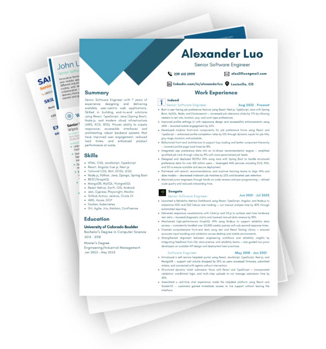 Tailored resume preview