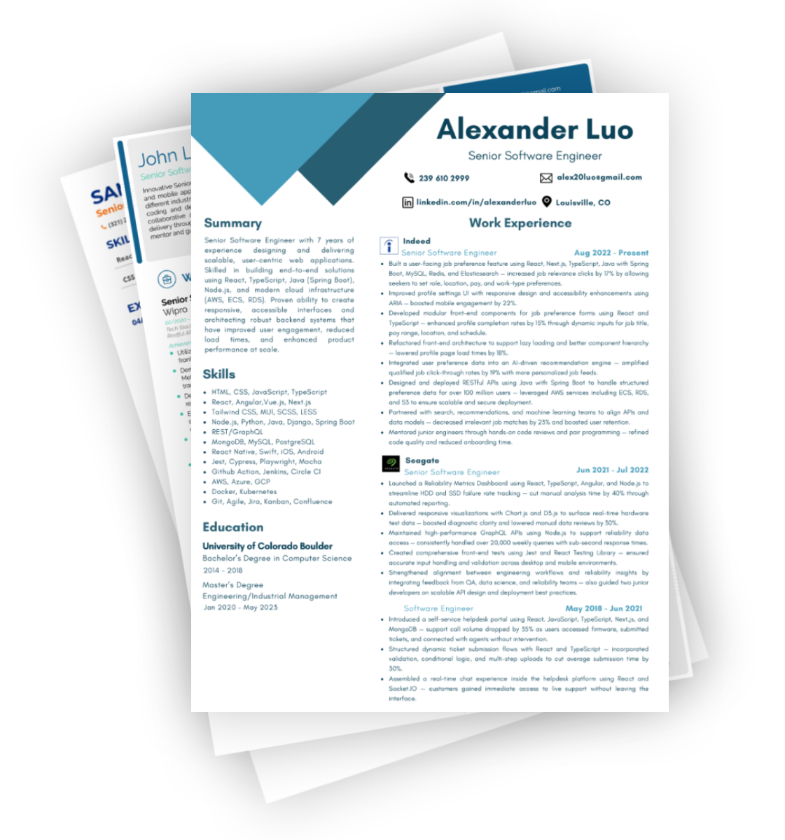 Tailored resume preview